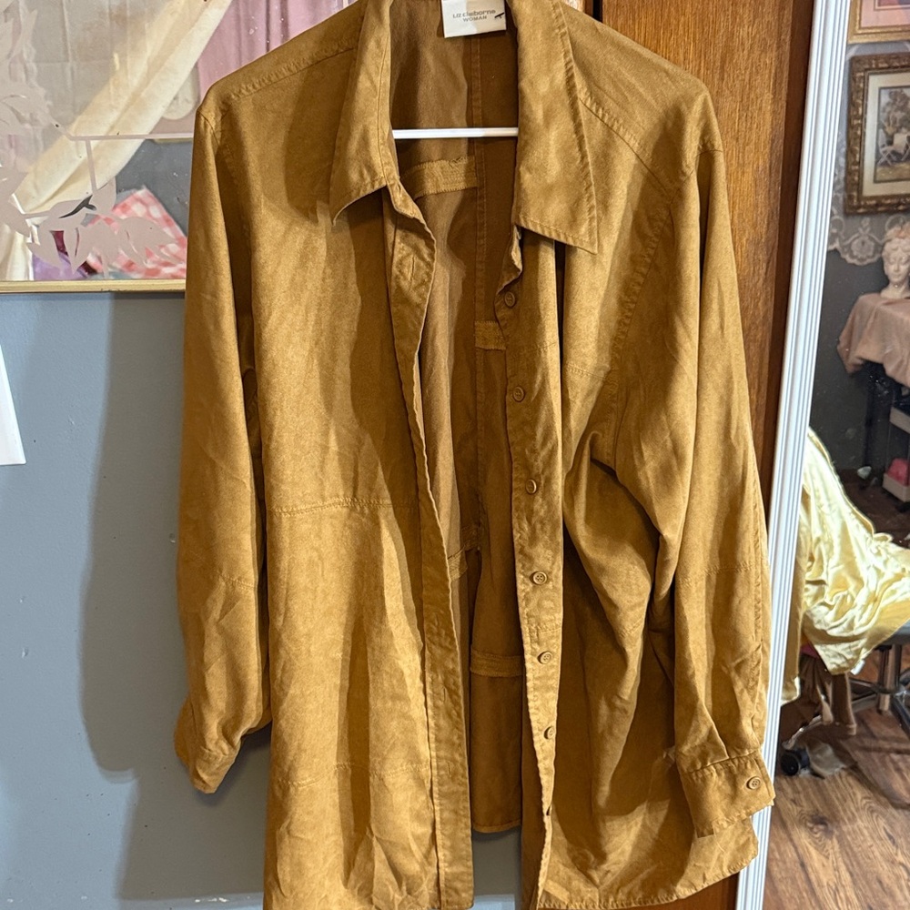 Liz Claiborne Women's Button-Down Shirt Jacket in Camel Brown